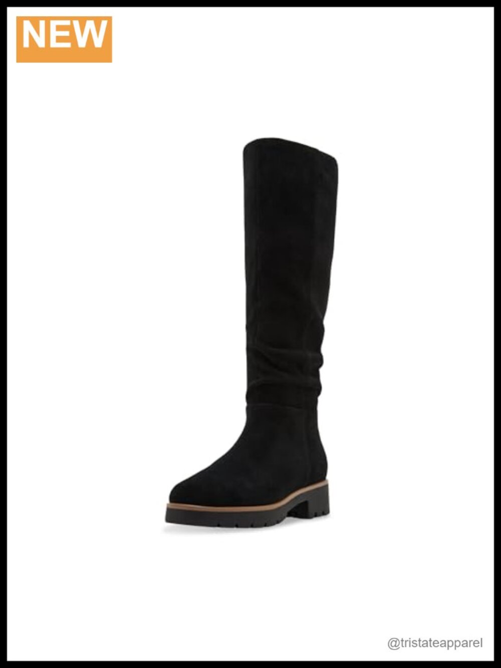 Waterproof Suede Mid-Calf Zip Boots Block Heel Cushioned Insole